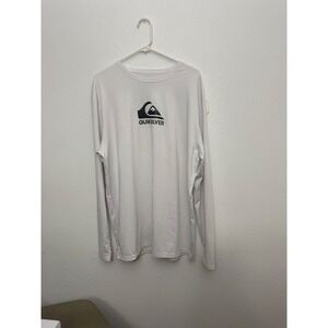Quiksilver Mens Long Sleeve Rash Guard White Logo Swim Shirt XXL